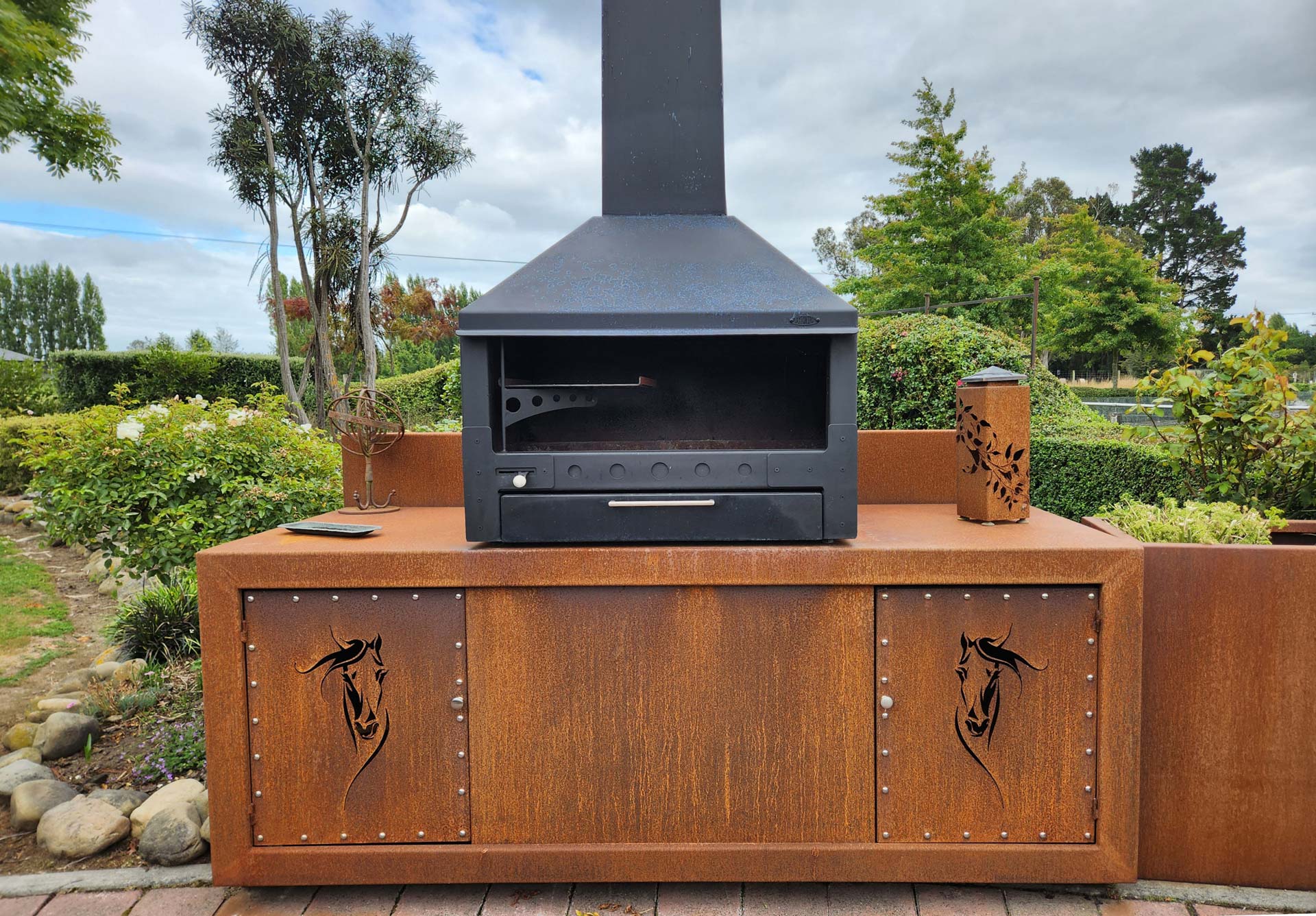 bspoke corten steel outdoor oven